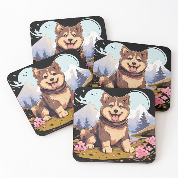 Item preview, Cute alaskan malamute dog breed puppy in the mountains illustration designed and sold by NBSStore.