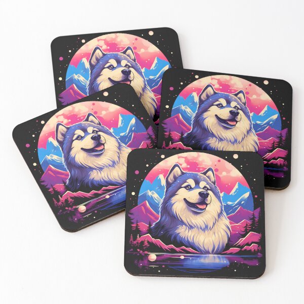 Item preview, Cute alaskan malamute dog breed in the mountains illustration designed and sold by NBSStore.