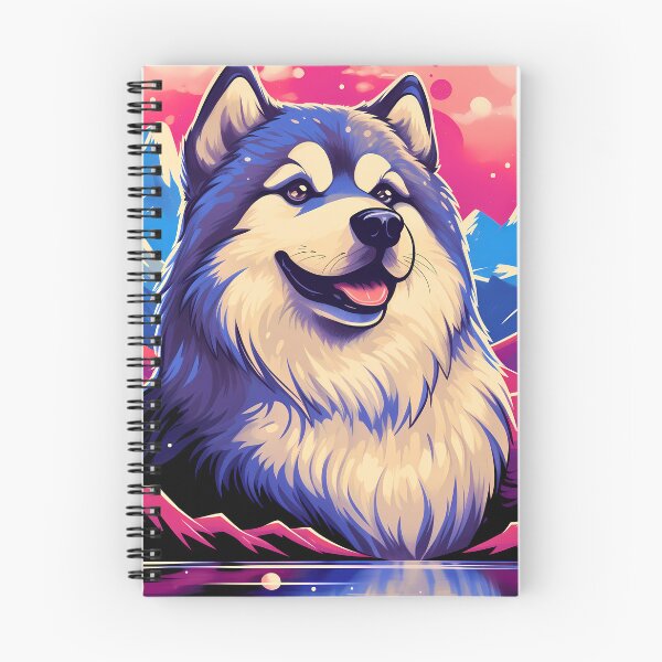 Item preview, Cute alaskan malamute dog breed in the mountains illustration designed and sold by NBSStore.