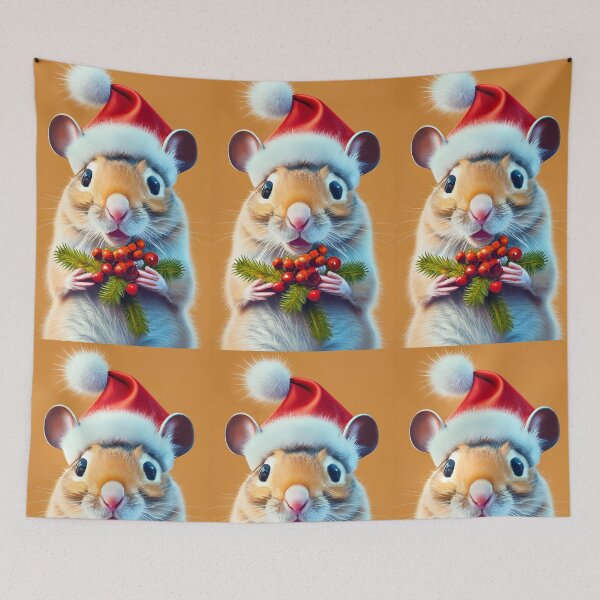 Item preview, Holiday Helper: Gerbil in Santa Hat designed and sold by EmeraldeaArt.
