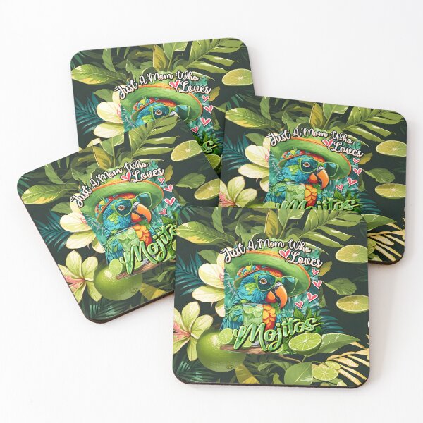 Aperçu de l'œuvre Juste une maman qui aime le Mojito : une fête tropicale avec un ami à plumes créée et vendue par MindWave THC.