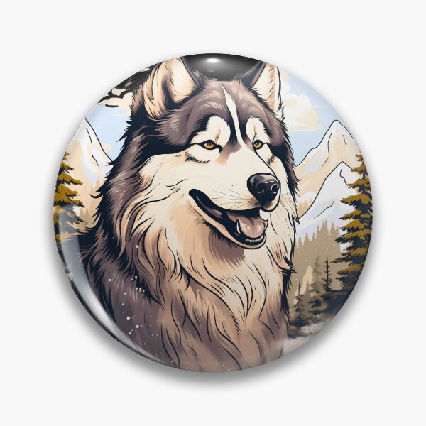 Item preview, Cute alaskan malamute dog breed in the mountains illustration designed and sold by NBSStore.