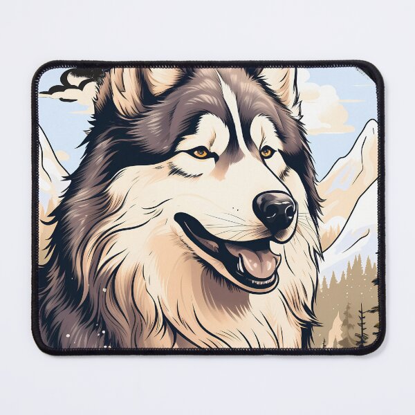 Item preview, Cute alaskan malamute dog breed in the mountains illustration designed and sold by NBSStore.