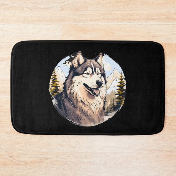 Item preview, Cute alaskan malamute dog breed in the mountains illustration designed and sold by NBSStore.