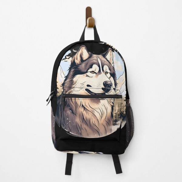 Item preview, Cute alaskan malamute dog breed in the mountains illustration designed and sold by NBSStore.