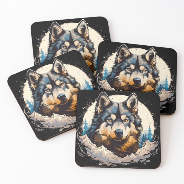 Item preview, Large Alaskan malamute wolf husky dog breed in the mountains illustration designed and sold by NBSStore.