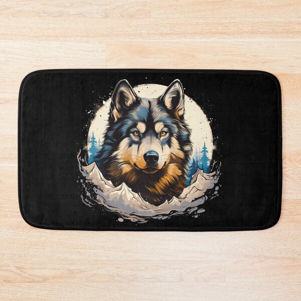 Item preview, Large Alaskan malamute wolf husky dog breed in the mountains illustration designed and sold by NBSStore.