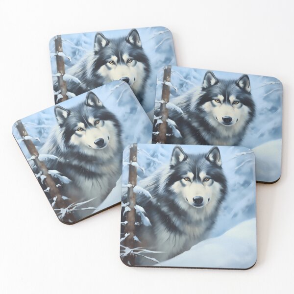 Item preview, Alaskan malamute breed, wolf dog, largde husky dog breed in snowy mountains painting designed and sold by NBSStore.