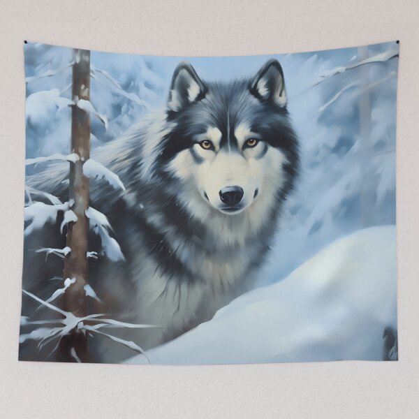 Item preview, Alaskan malamute breed, wolf dog, largde husky dog breed in snowy mountains painting designed and sold by NBSStore.