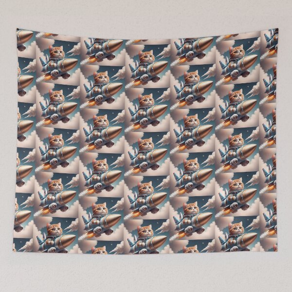 Item preview, Cat Astronaut riding the rocket on the space designed and sold by BotunPeony.