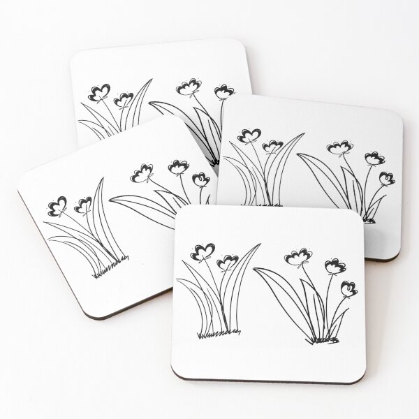 Item preview, Grass flower with black line hard drawn, simple cute cartoon designed and sold by pipikijung.