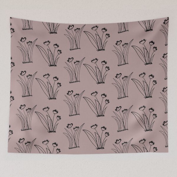 Item preview, Grass flower with black line hard drawn, simple cute cartoon designed and sold by pipikijung.