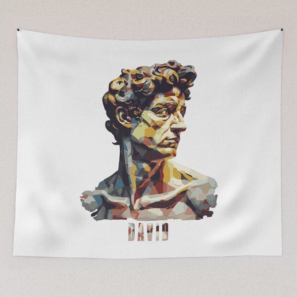Item preview, Surreal Michelangelo's David Head Portrait - Modern Art Pop Art Abstract David designed and sold by MadeByRobots.