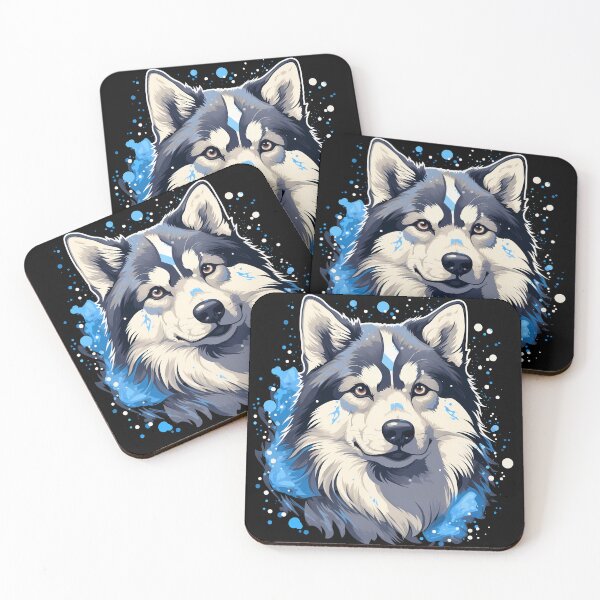 Item preview, Large Alaskan malamute wolf husky dog breed in the mountains illustration designed and sold by NBSStore.