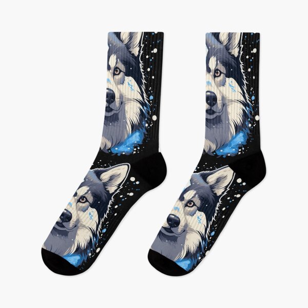 Item preview, Large Alaskan malamute wolf husky dog breed in the mountains illustration designed and sold by NBSStore.