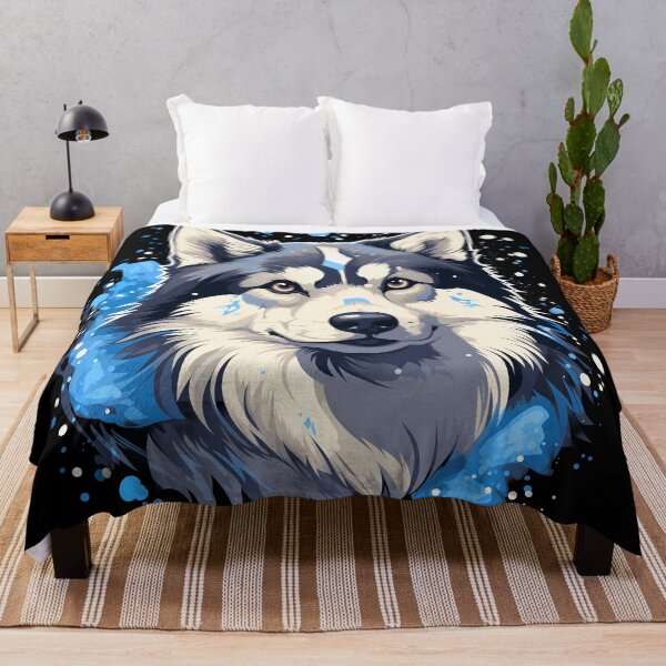 Item preview, Large Alaskan malamute wolf husky dog breed in the mountains illustration designed and sold by NBSStore.