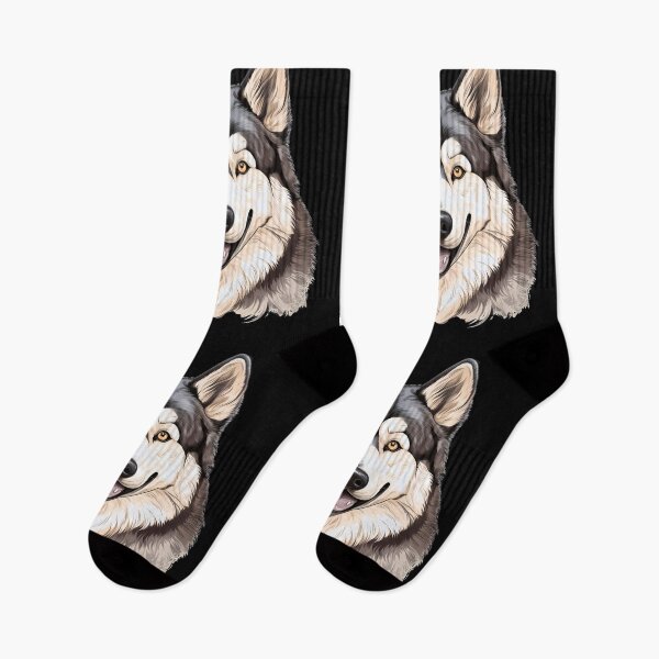 Item preview, Large Alaskan malamute wolf husky dog breed head illustration designed and sold by NBSStore.