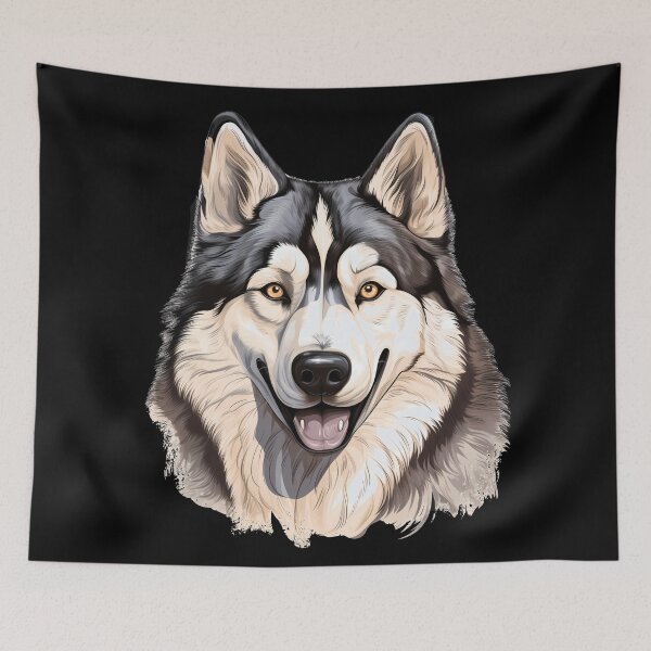 Item preview, Large Alaskan malamute wolf husky dog breed head illustration designed and sold by NBSStore.
