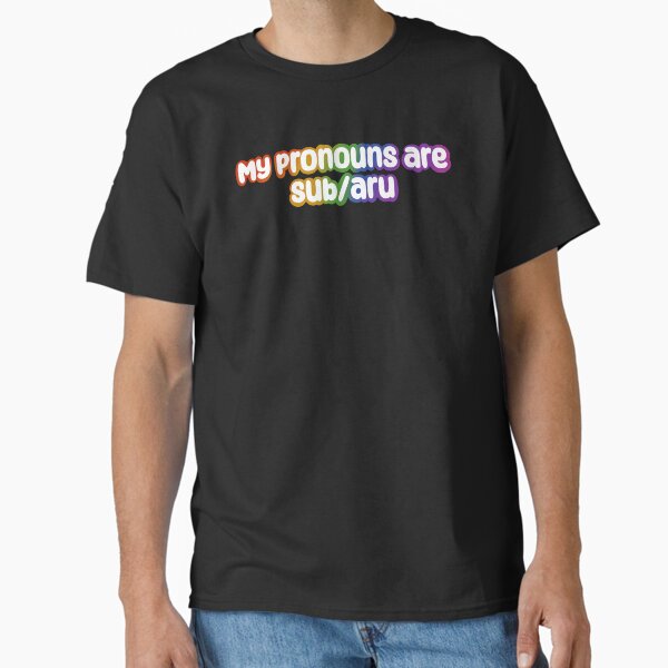 Aperçu de l'œuvre Mes pronoms sont Subaru Rainbow Outline créée et vendue par Thecraftycat.