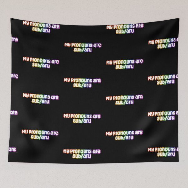 Item preview, My Pronouns are Subaru Rainbow Outline designed and sold by Thecraftycat.