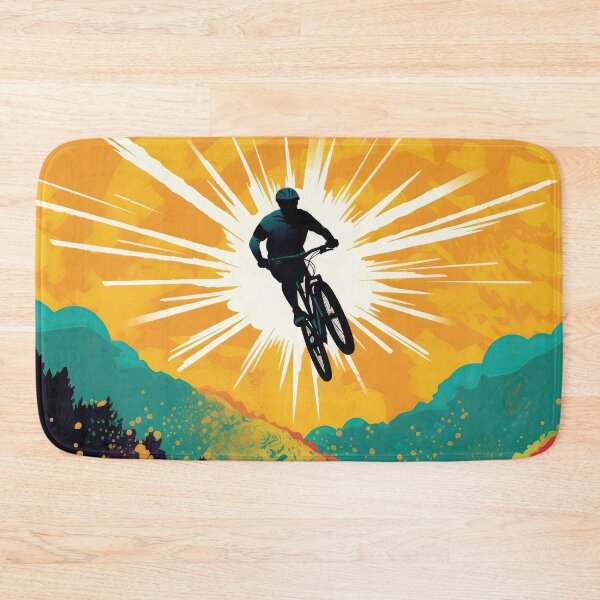 Item preview, Big jump of colorful mountain biker designed and sold by WallGemsArt.