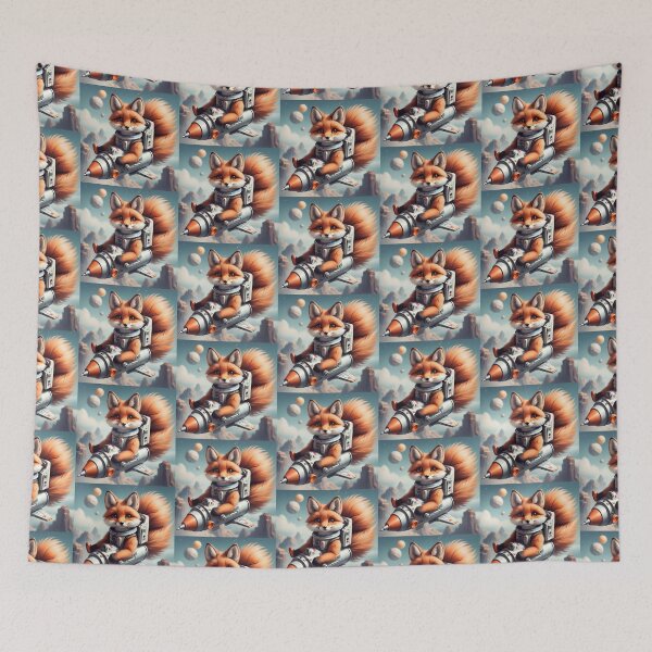 Item preview, Fox Astronaut riding rocket on the space designed and sold by BotunPeony.