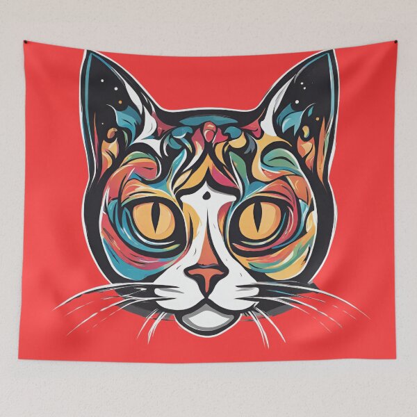 Item preview, Colorful Cat Face designed and sold by LittleGoblinPrs.