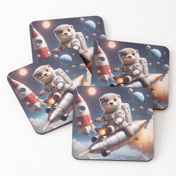 Item preview, Otter Astronaut riding rocket on the space designed and sold by BotunPeony.