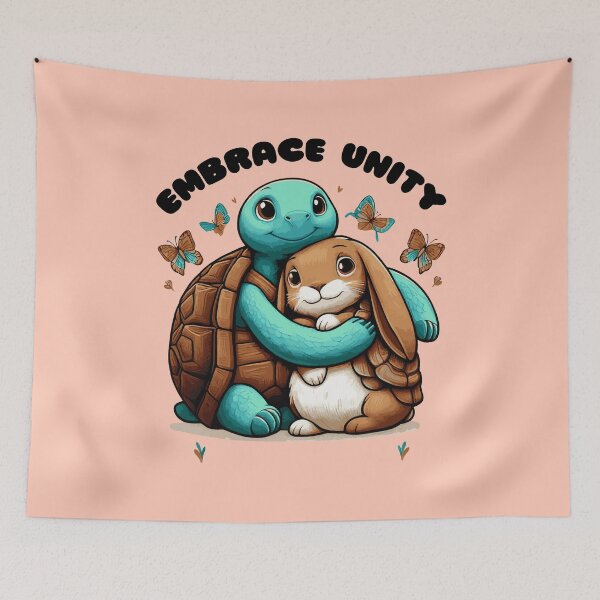 Item preview, Unity Embraced: Tortoise & Hare Satirical Graphic designed and sold by ShobulousStudio.