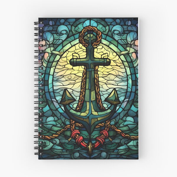 Item preview, anchor and cross stained glass art print designed and sold by dcrc.