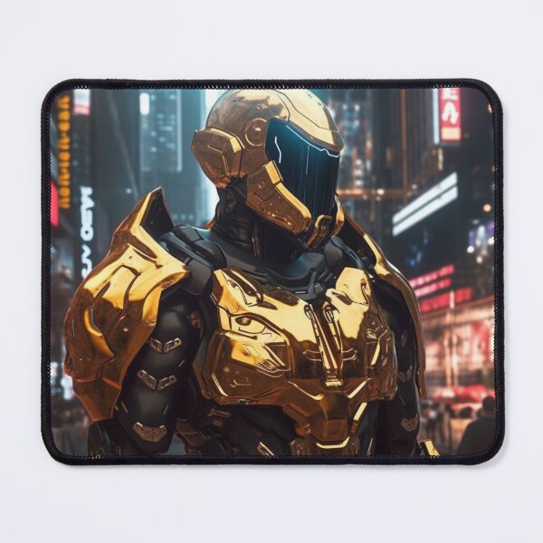 Item preview, dark gold knight digital art armor cyborg designed and sold by UILOVE.