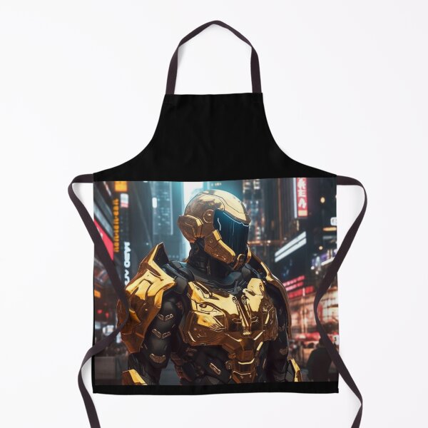 Item preview, dark gold knight digital art armor cyborg designed and sold by UILOVE.