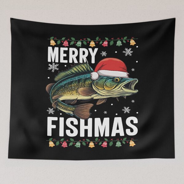 Item preview,  Merry Fishmas Ugly Christmas Sweater Funny Fishing designed and sold by Smix Pixels.