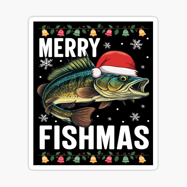 Christmas Sasquatch Bass Fishing Bigfoot Ugly Christmas Sweater - Fishing -  Sticker