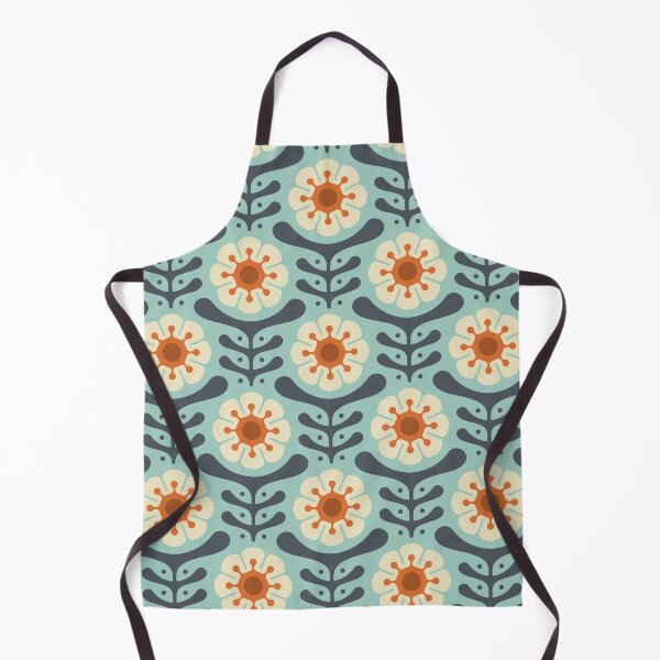 Item preview, KF 0186 B - Vintage Retro Daisy 70s Floral Pattern in Turquoise Orange designed and sold by KhakiFinch.
