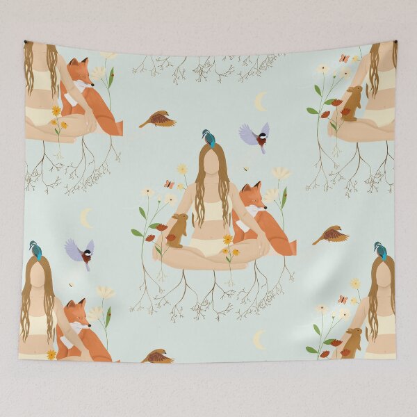 Item preview, A woman with roots and forest animals designed and sold by CreativeElle.