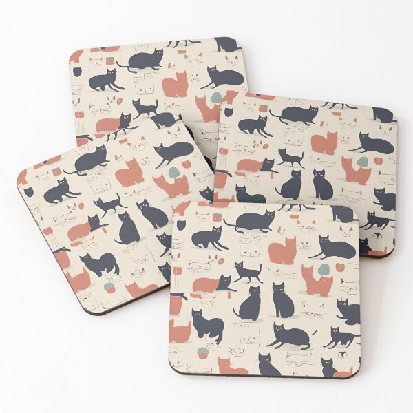 Item preview, black pink cat playful expression pattern designed and sold by Miya-ArtShop.