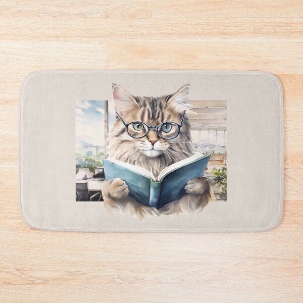 Item preview, funny, cute, cool, cat, reading, books, the office background designed and sold by Cerulean-Shop.