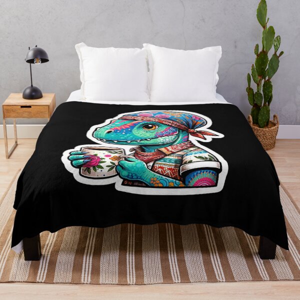 Item preview, Dinosaur Holding a colorful Cup of Coffee designed and sold by LILY ROSE.