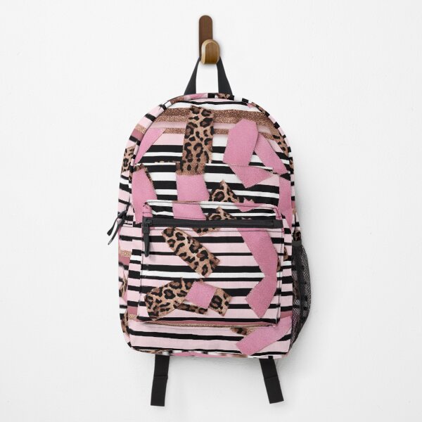 Item preview, leopard in pink glitters stripes gold pattern black and white designed and sold by Anna Sacha.