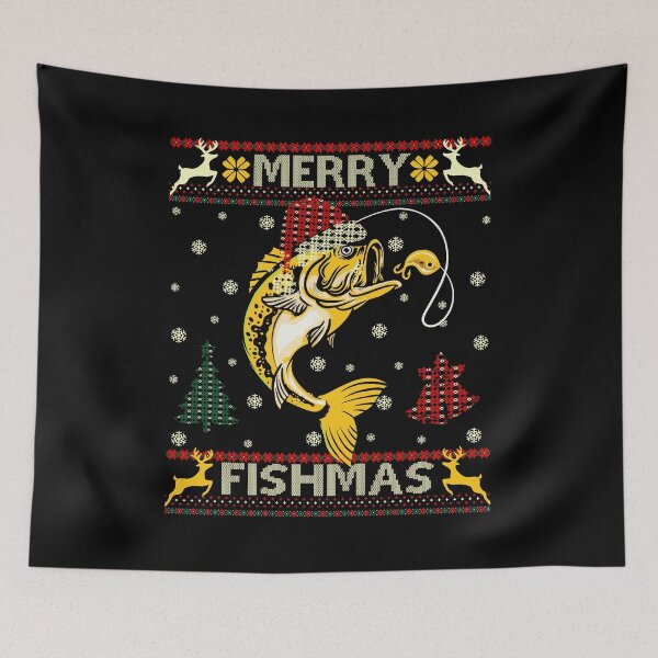Item preview,  Merry Fishmas Ugly Christmas Sweater Funny Fishing designed and sold by Smix Pixels.