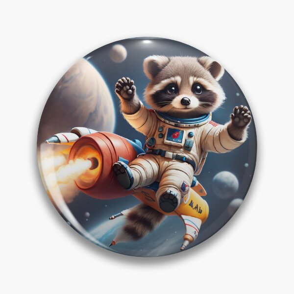 Item preview, Raccoon Astronaut riding rocket on the space designed and sold by BotunPeony.