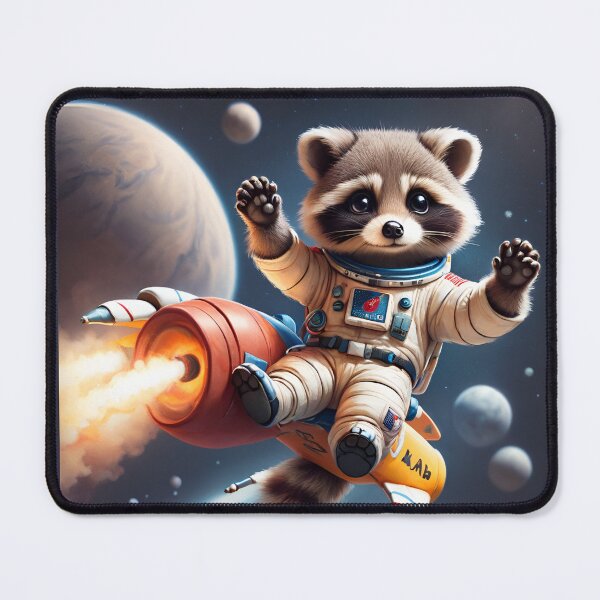 Item preview, Raccoon Astronaut riding rocket on the space designed and sold by BotunPeony.
