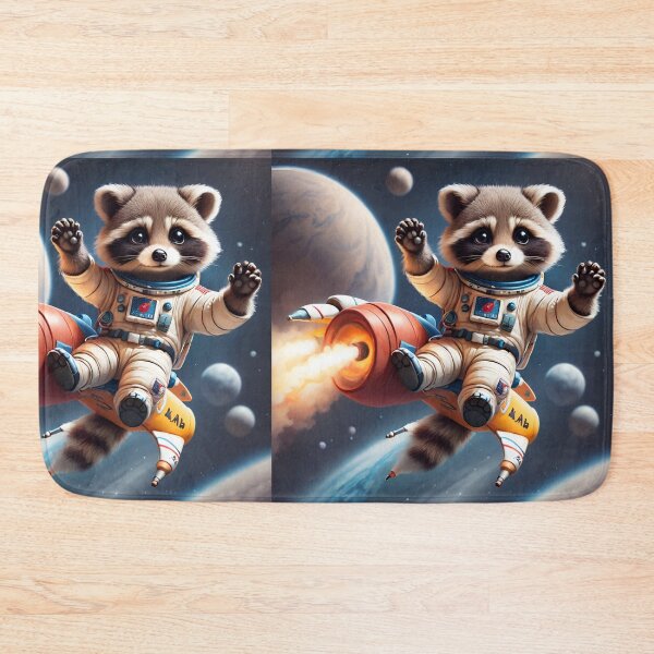 Item preview, Raccoon Astronaut riding rocket on the space designed and sold by BotunPeony.