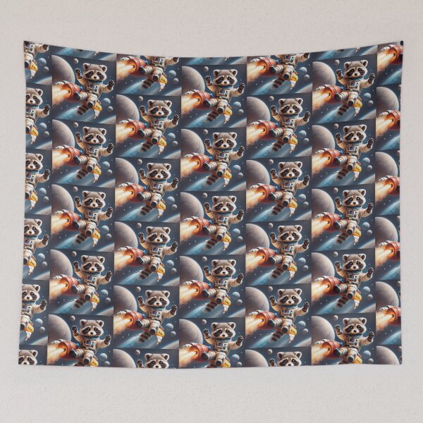 Item preview, Raccoon Astronaut riding rocket on the space designed and sold by BotunPeony.