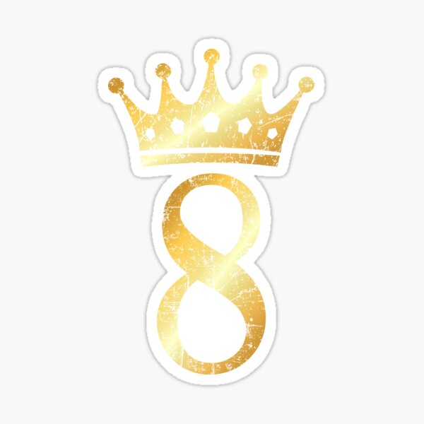 Crown Number 8 - 8th Birthday & Anniversary (Ancient Gold) Sticker