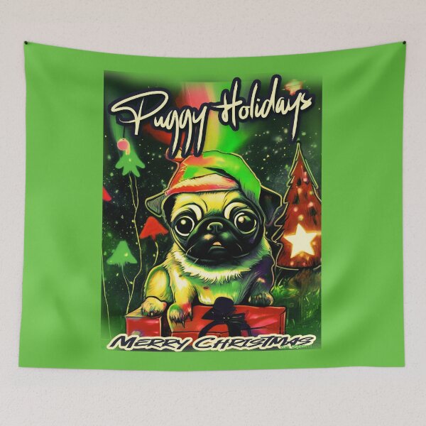 Item preview, Pug HAPPY HOLIDAYS 94 MERRY CHRISTMAS PUGGY CHRISTMAS   designed and sold by RedBluffTraders.