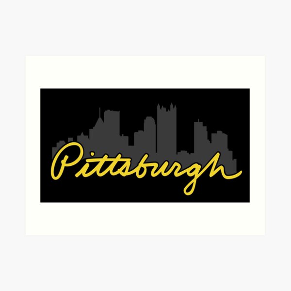 Pittsburgh Skyline Cursive Art Print