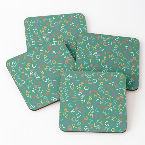Item preview, Multi-Colored Chalk Alphabet on Green designed and sold by RepeatCandy.