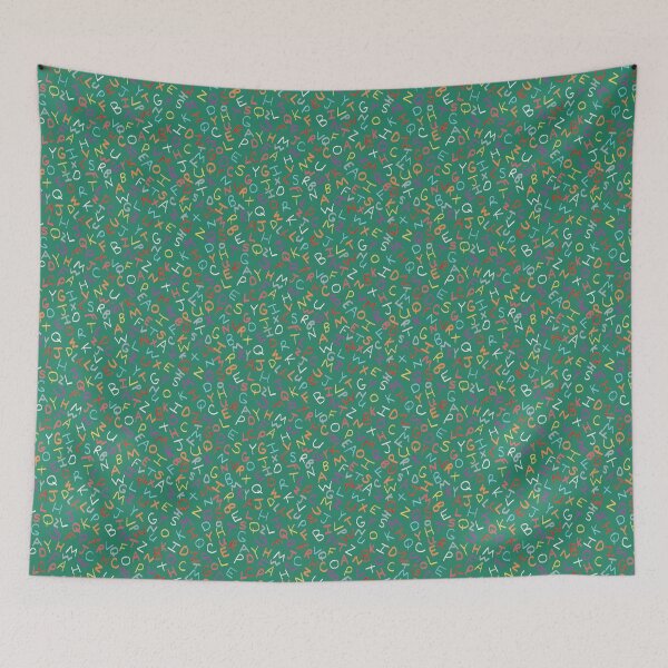 Item preview, Multi-Colored Chalk Alphabet on Green designed and sold by RepeatCandy.